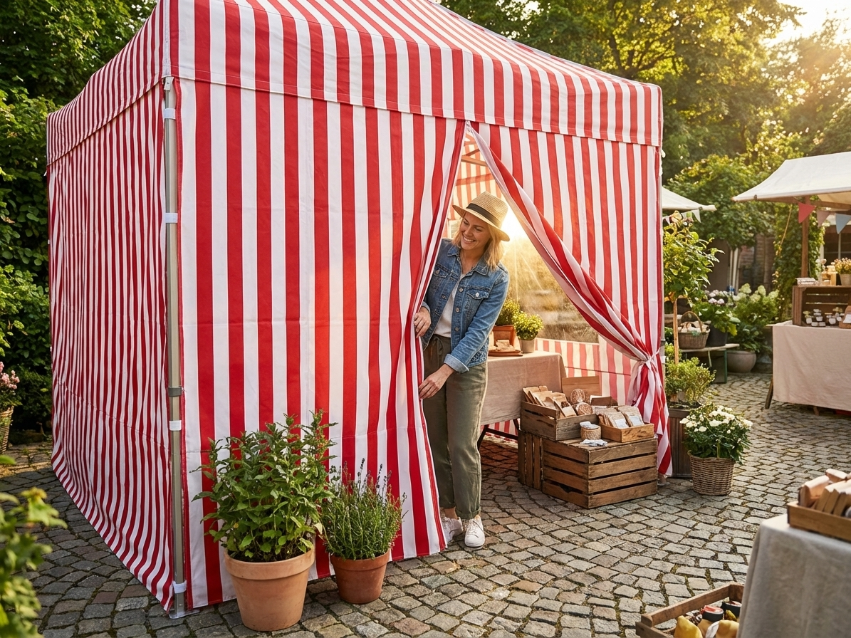 Sidewall with Zipper for Event Tents, 3m White/Red - product detail