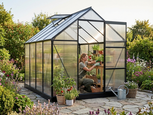 Polycarbonate Greenhouse 1.9x3.1x2.05 m Black with Aluminium Frame