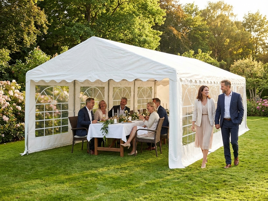 White marquee tent 4x10 m for outdoor events