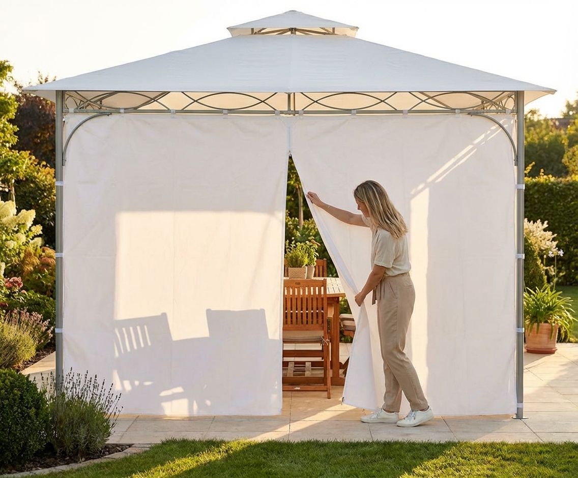 White sidewall with zipper for outdoor tents