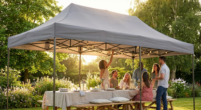Grey gazebo roof cover in 4x8m size made from 300D polyester with PVC backing - view 3