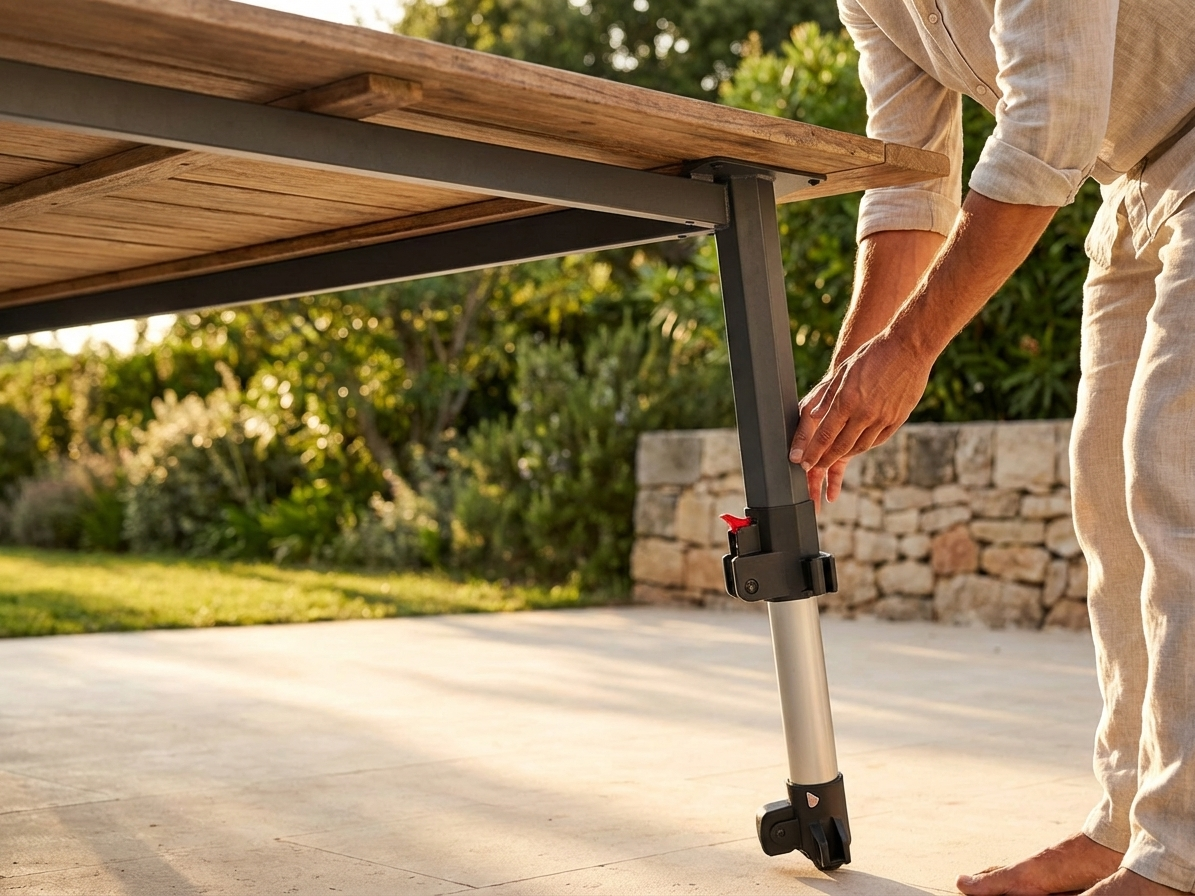 Powder coated steel middle leg in grey for indoor support