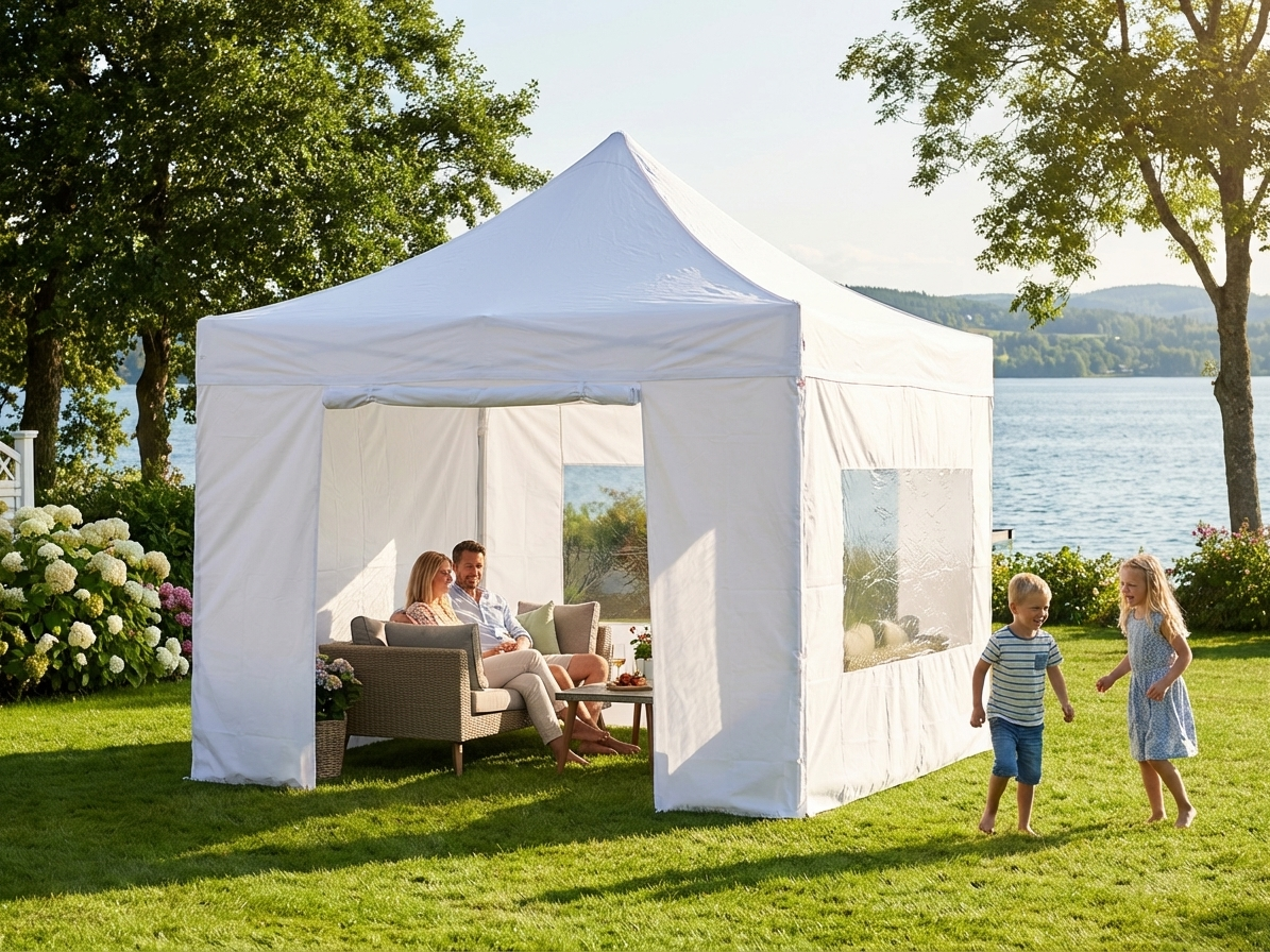 Pop Up Gazebo in White, 3x3 m, ideal for outdoor events