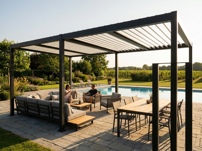 Aluminium pergola gazebo in black and white for garden and patio - view 3