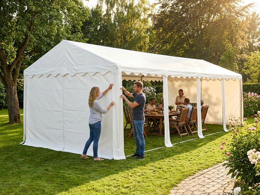 Marquee roof cover in white, 6x14 metres, strong PVC material - product detail