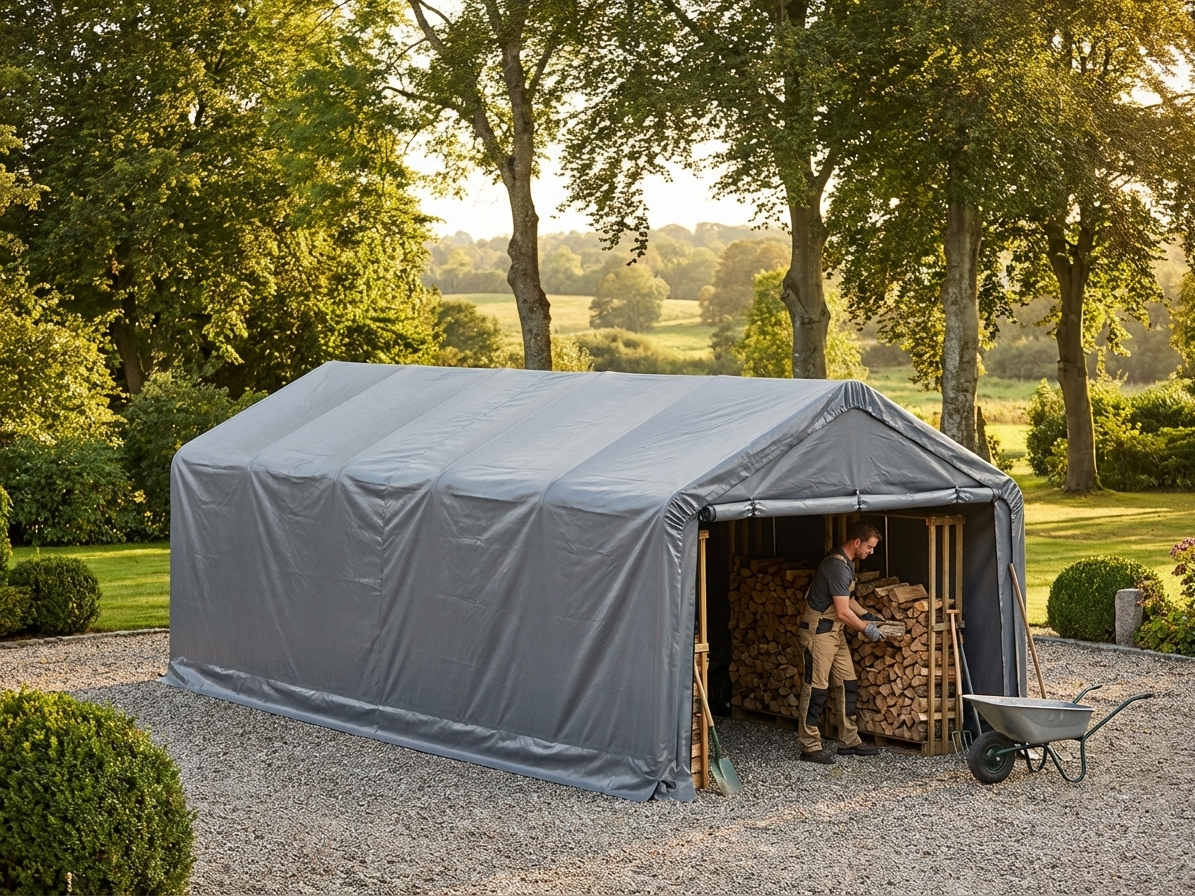 PVC Roof Cover 5x10 m Grey for Storage Shelters - product detail