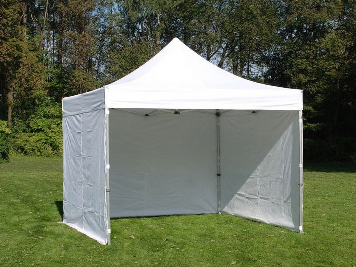 White pop-up gazebo 4x4 meters with flame-retardant aluminium frame