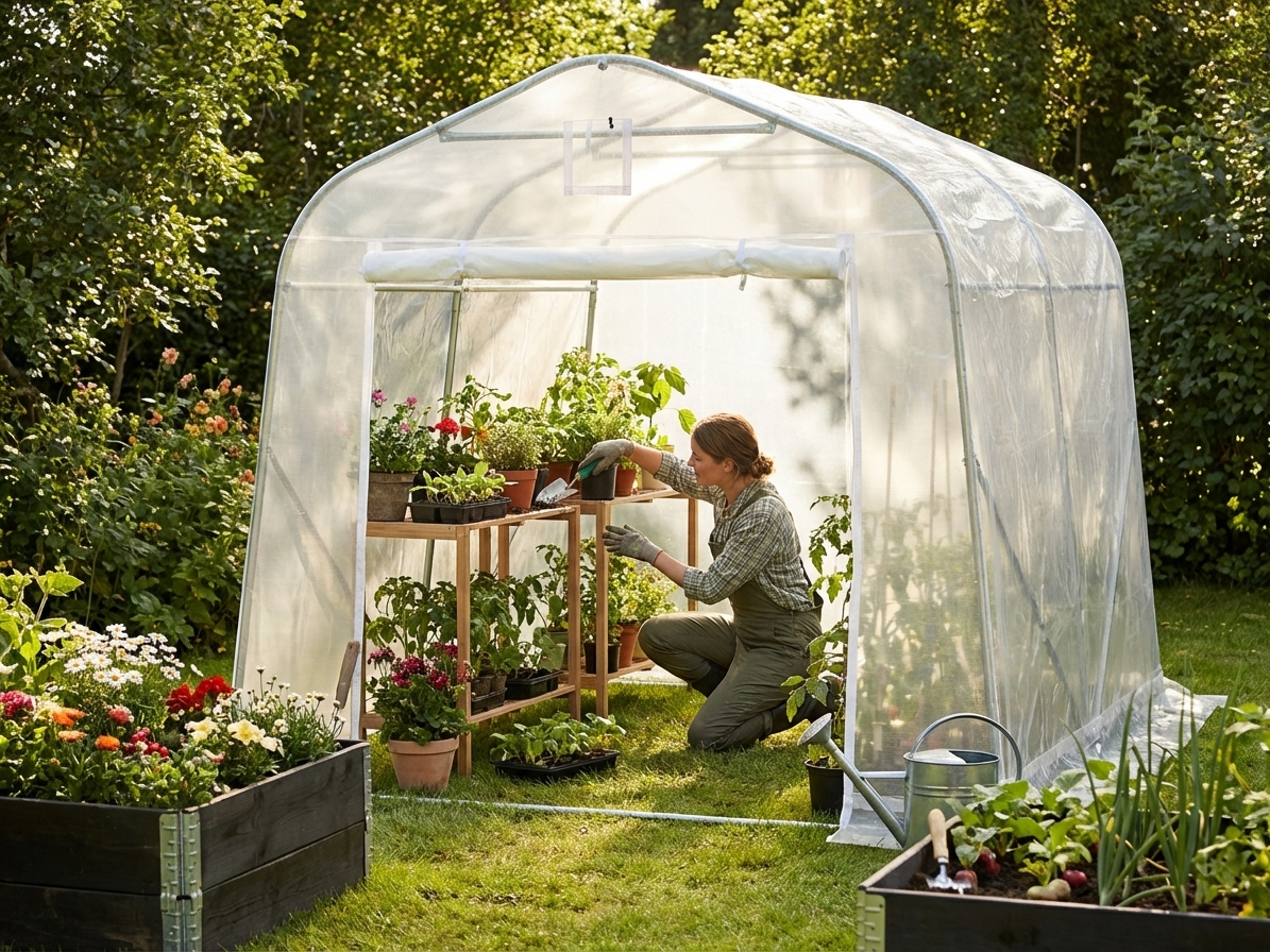 Transparent polytunnel greenhouse 2.4x2.4x2 m, ideal for gardening - view 3