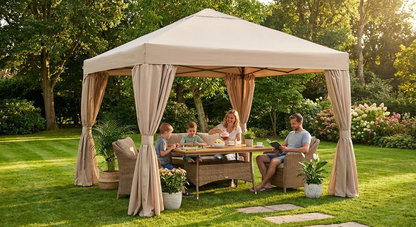 Pop Up Gazebo 4x4m Latte with Steel Frame - view 3