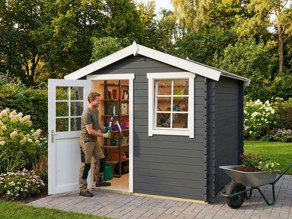 Wooden Garden Shed in Dark Grey with Nordic Spruce - view 3