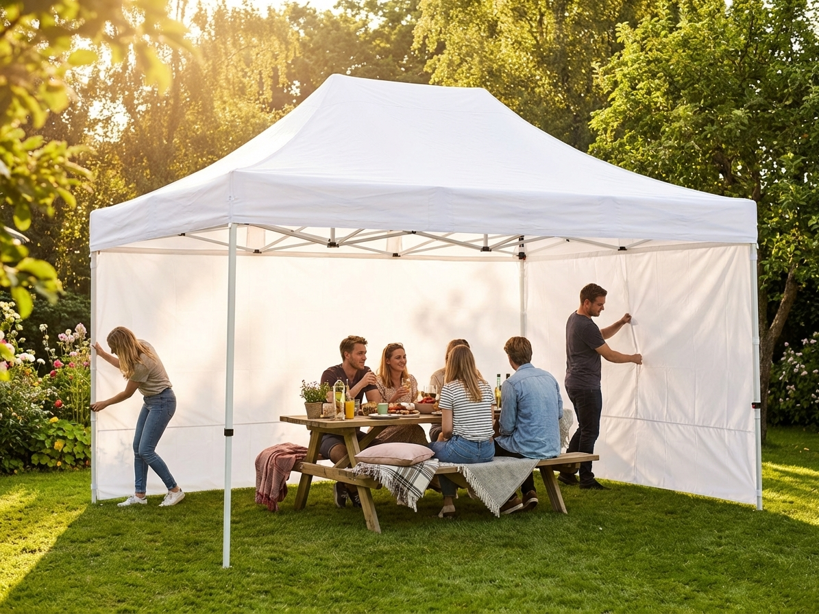 White 3x4.5 m pop-up gazebo with steel frame for outdoor use - view 3