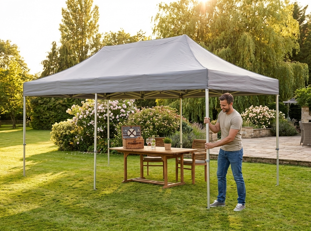 Pop up gazebo 4x6 m Latte with steel frame, perfect for outdoor events - product detail