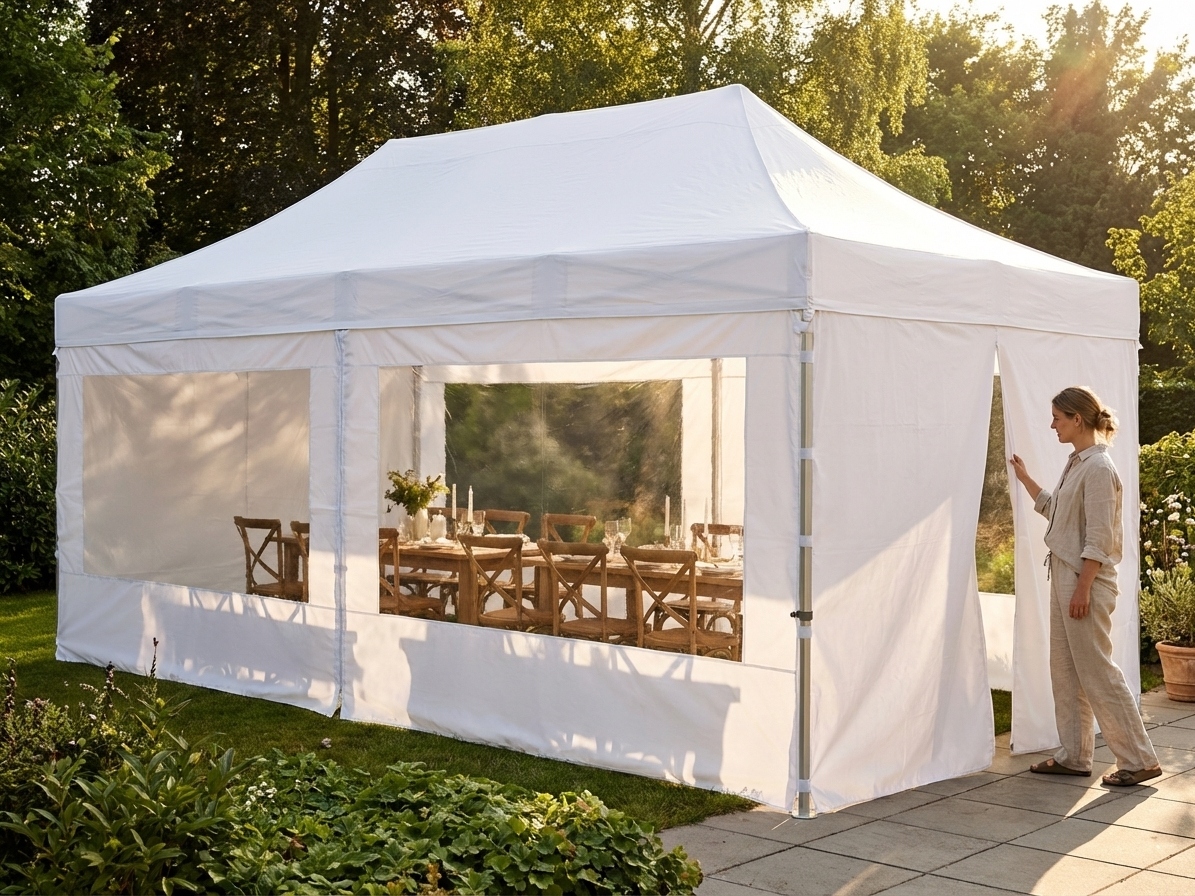 White Pop Up Gazebo Sidewall Kit 4x8m for outdoor events - product detail