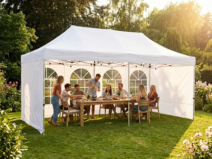White pop-up gazebo with steel frame and PVC backing for outdoor events - product detail