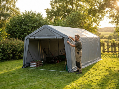 Grey PVC roof cover for 3x6 m storage shelter - view 3