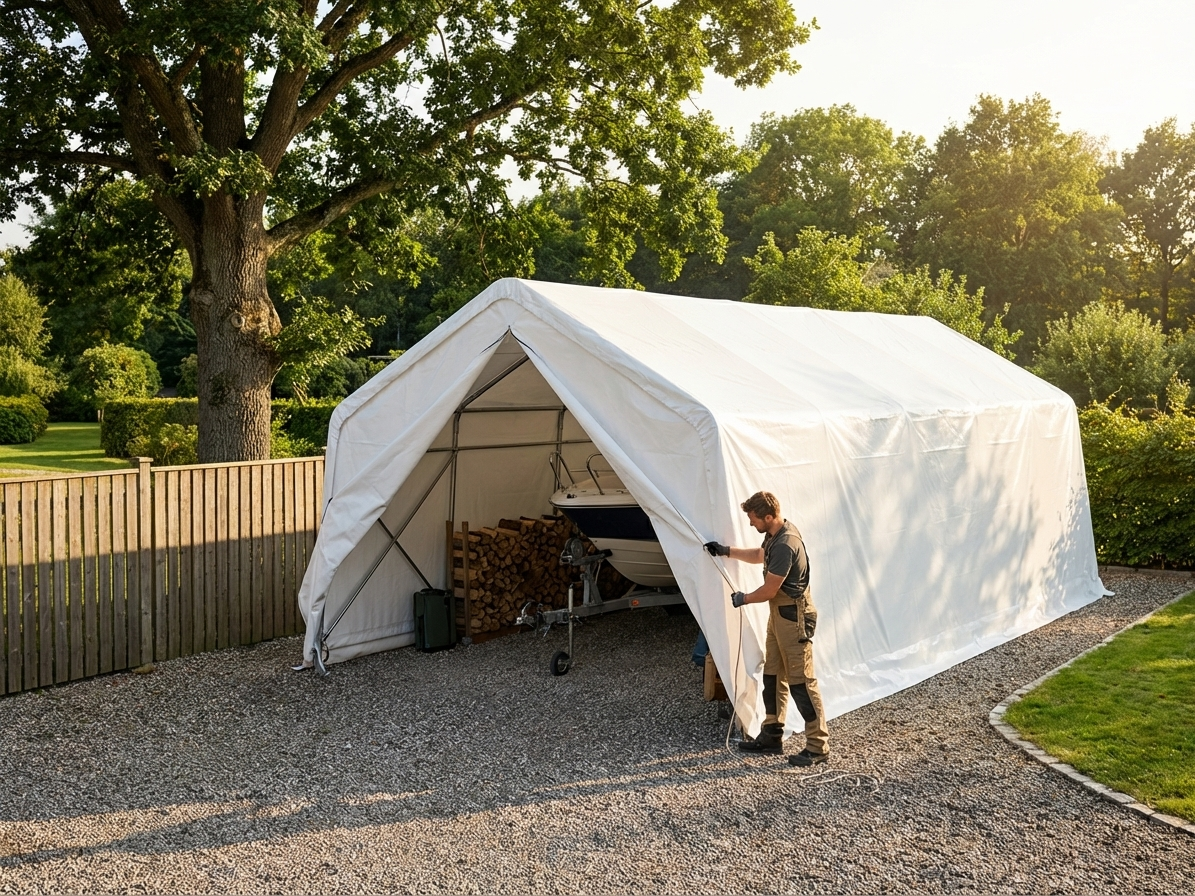 White PVC roof cover for storage shelter, 4x10x3.5 m - view 3