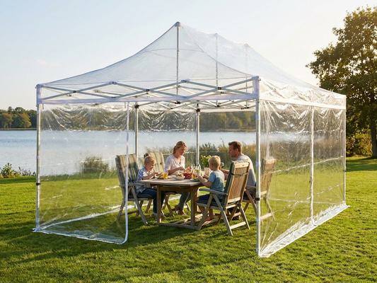 Clear pop-up gazebo 3x6 m with aluminium frame for outdoor events