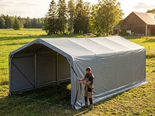 PVC roof cover for 5x12 m storage shelter in grey - product detail