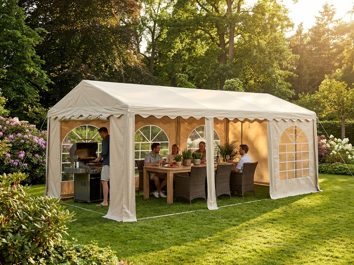 Sand coloured 3x6 m marquee for outdoor events - view 3