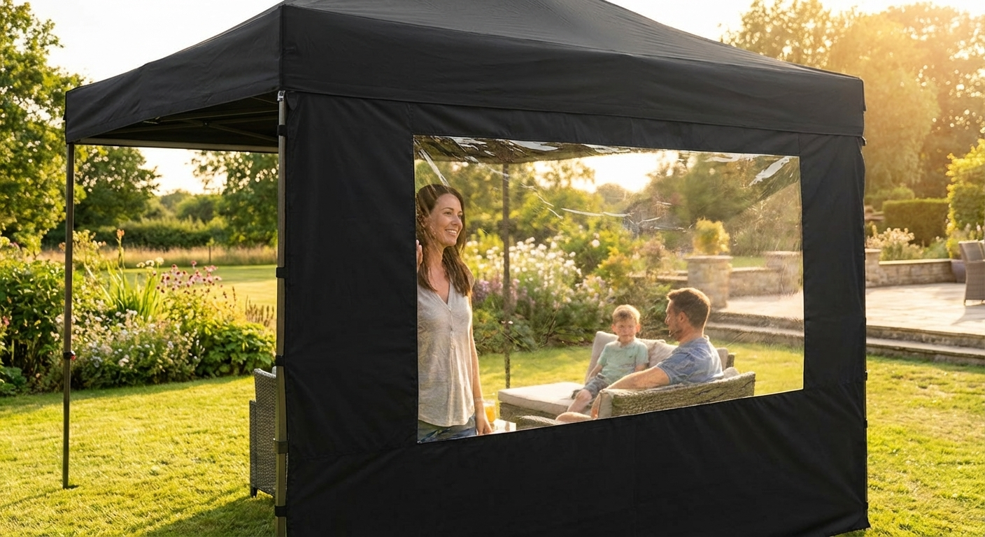 Black panorama window sidewall for FleXtents, 2x2m, polyester PVC