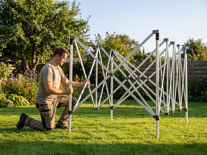 Aluminium gazebo frame in silver, adjustable for outdoor use - product detail