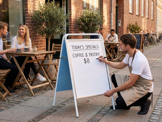 White A-board 68x114 cm made from zinc-aluminium alloy - product detail