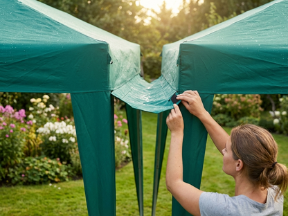 Green raingutter 4m for FleXtents, polyester with PVC backing - view 3