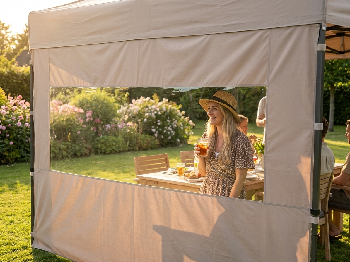 Sidewall with panorama window in latte colour for outdoor events - view 3