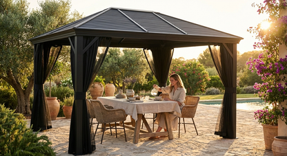 Black gazebo with aluminium and steel frame, 3x4m - view 3