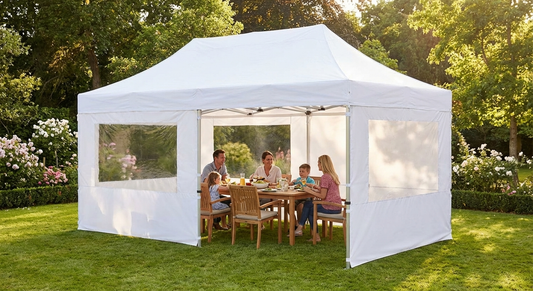 White pop up gazebo with steel frame for outdoor events - product detail