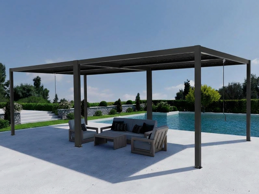 Black aluminium pergola gazebo 3x3 m for outdoor use