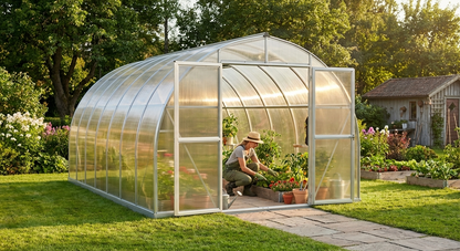 Silver polycarbonate greenhouse suitable for outdoor use - product detail