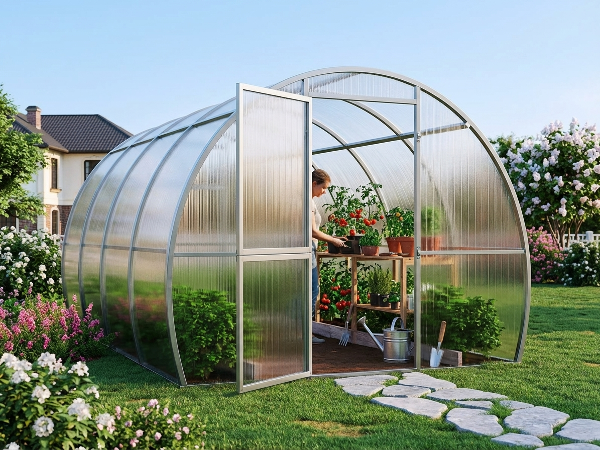 Polycarbonate Greenhouse in Silver with Galvanised Steel - product detail
