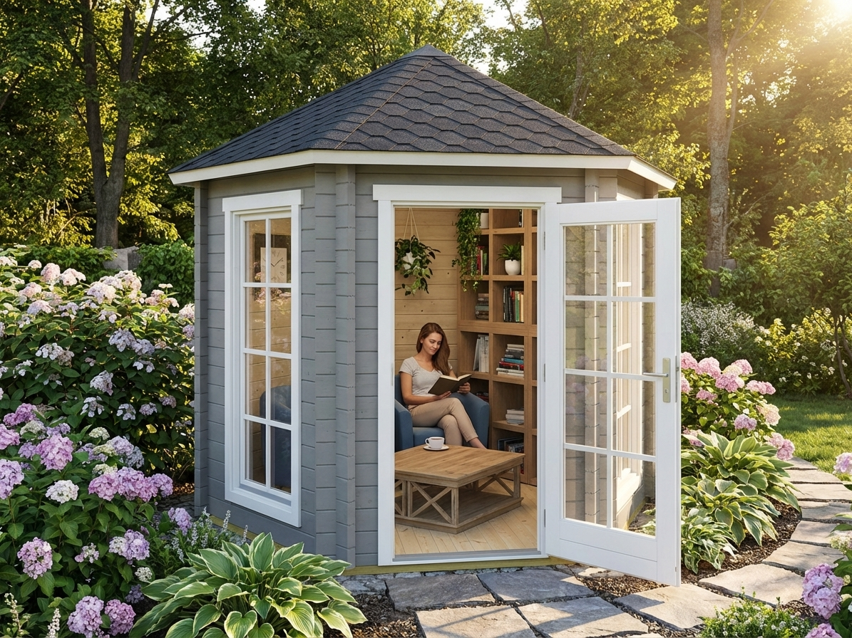 Wooden Gazebo in Light Grey for garden use