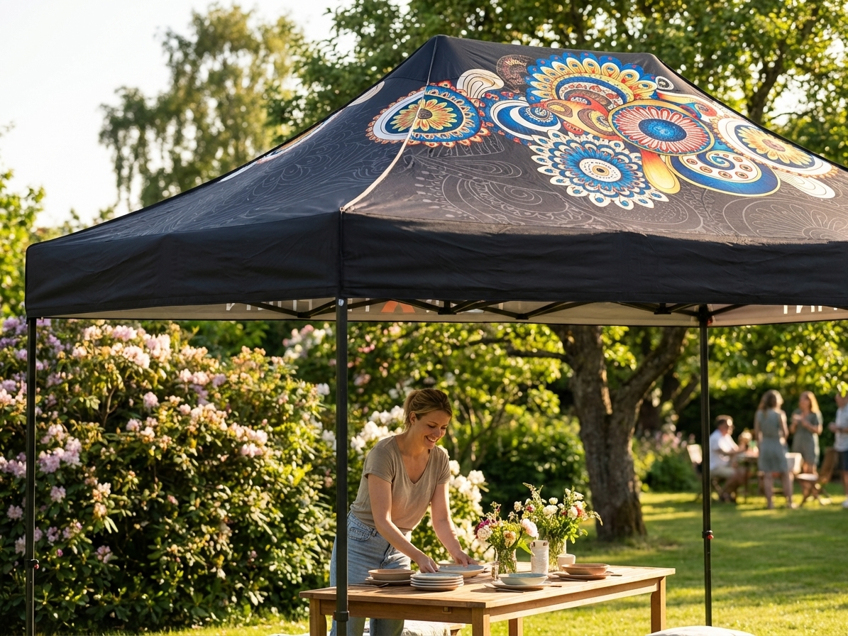 Printed roof cover for pop-up gazebo in white, size 4x8m - view 3