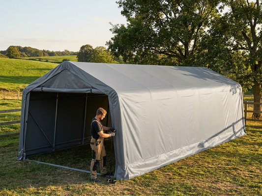 Durable grey PVC roof cover for storage shelters