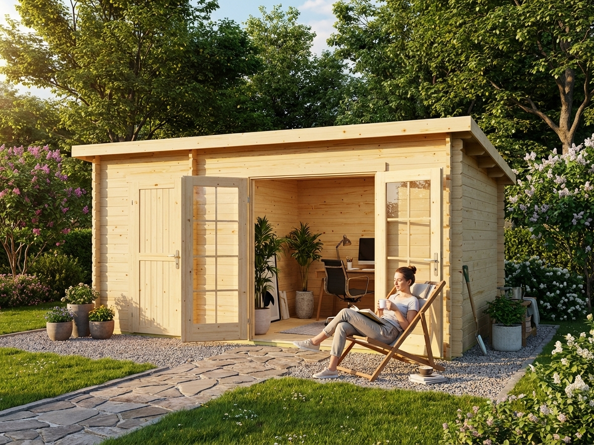 Wooden Garden Shed made of Nordic Spruce in natural colour - view 3