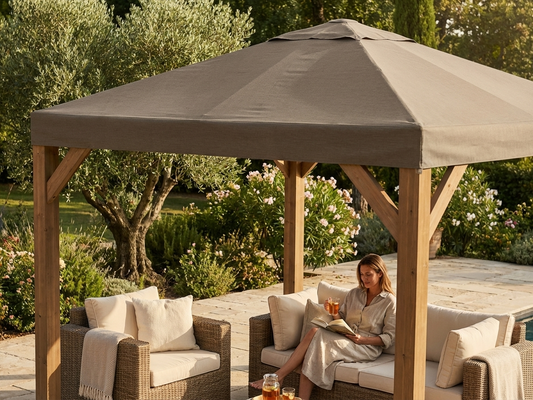 Dark beige polyester gazebo roof replacement for 3x3m structures