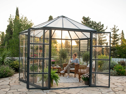 Polycarbonate orangery with aluminium frame in anthracite