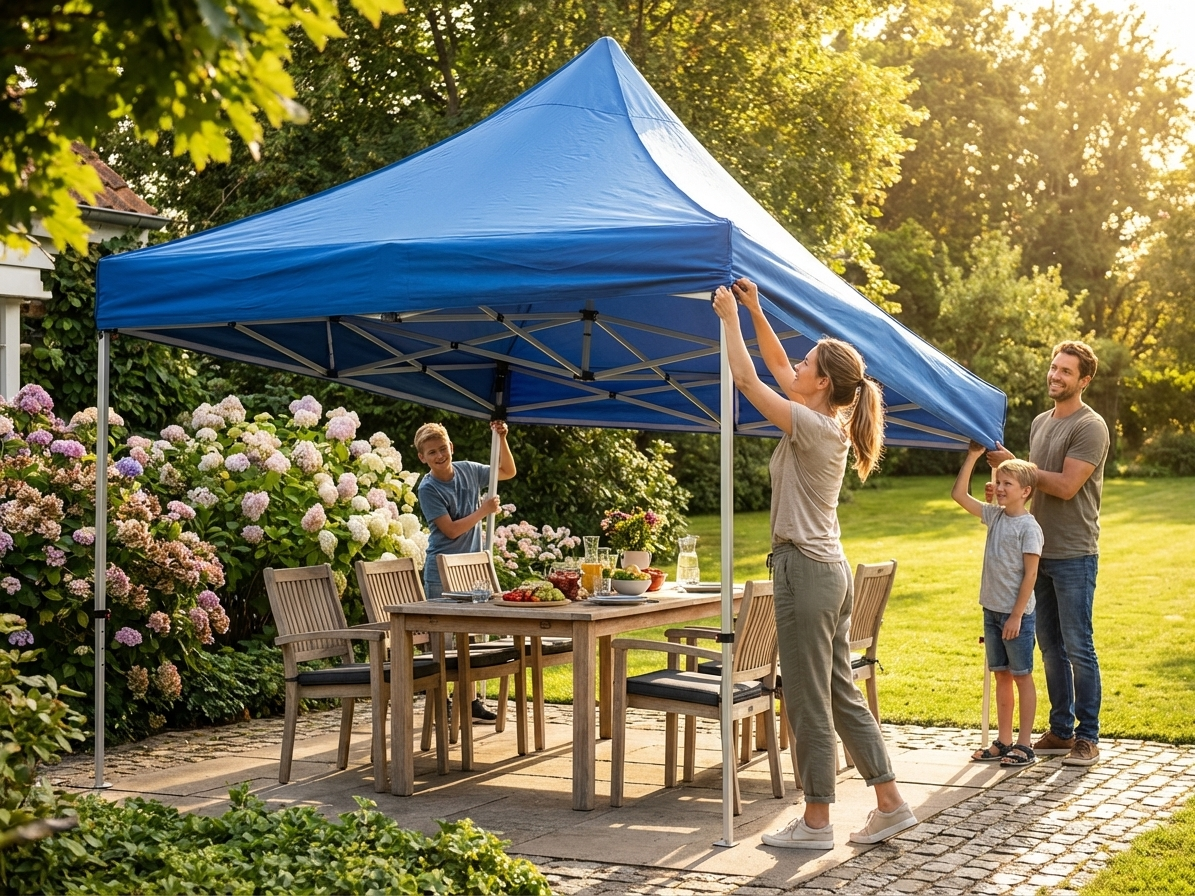 Blue gazebo roof cover 3x4.5 metres for outdoor use