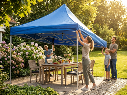 Blue gazebo roof cover 3x4.5 metres for outdoor use