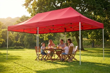 Red pop-up gazebo with aluminium frame for outdoor events