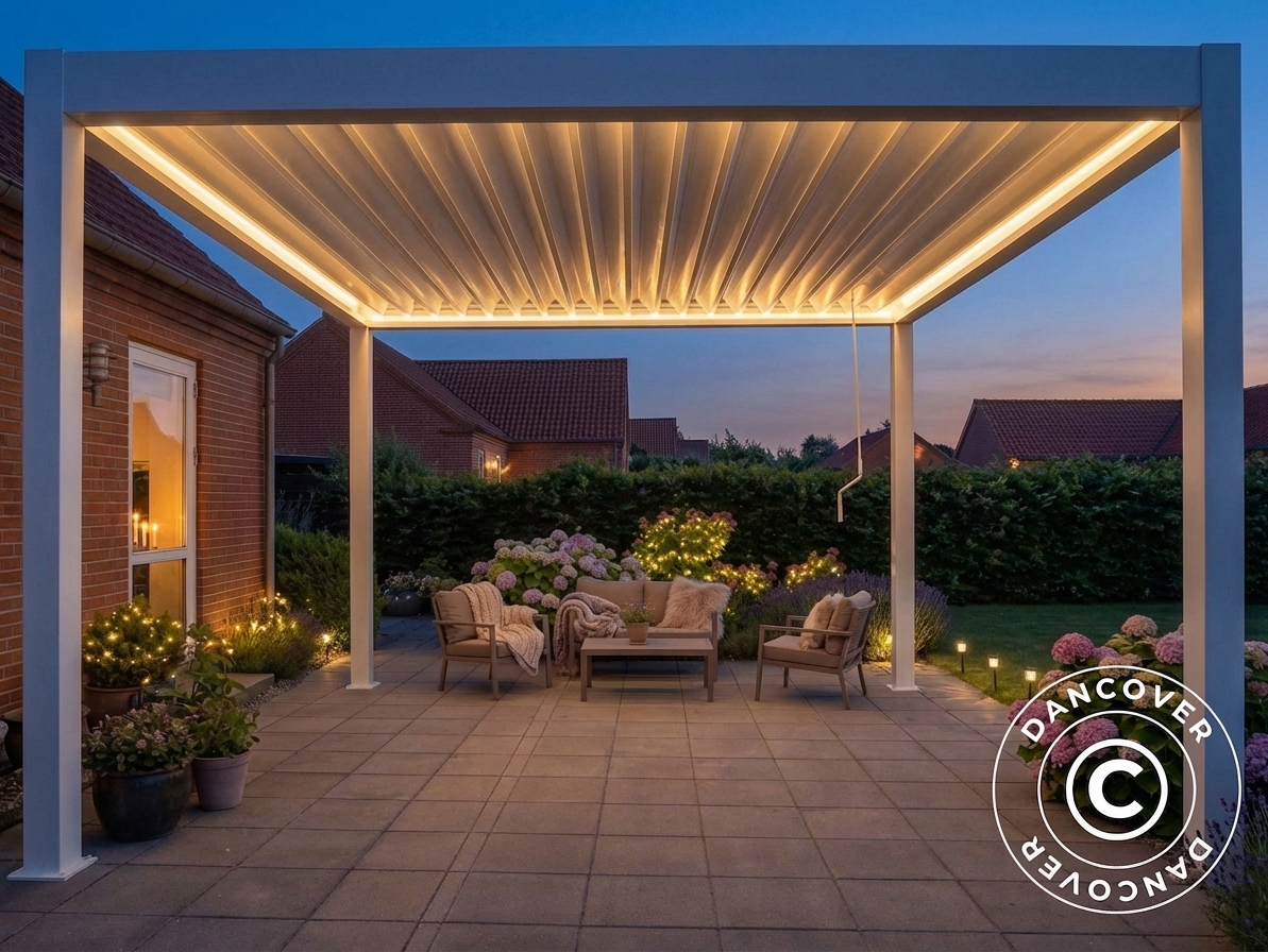 White steel gazebo 3x3m for outdoor shelter