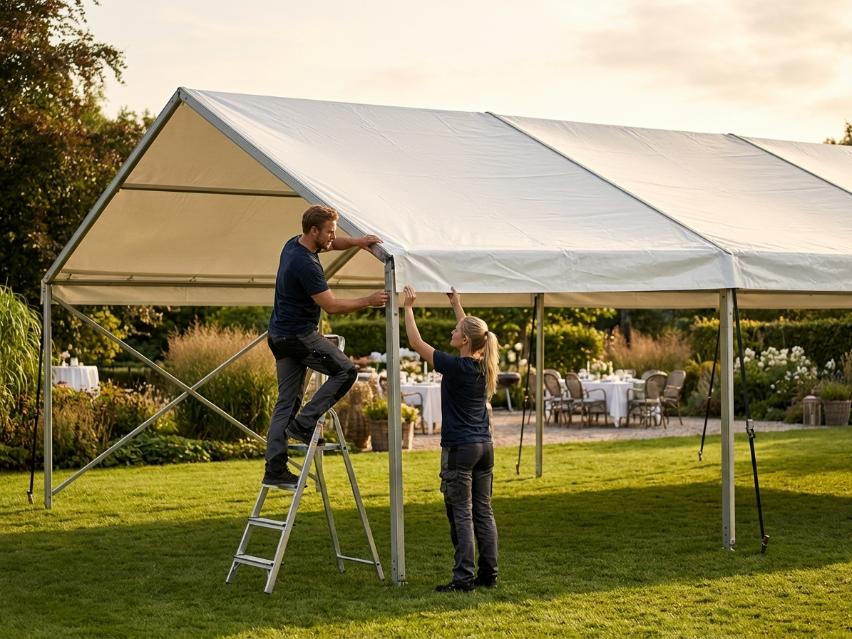 White PVC roof cover for outdoor tents, 4m x 8m