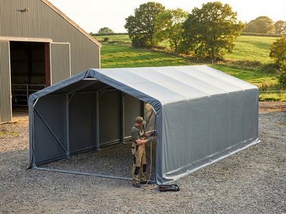PVC roof cover for 5x12 m storage shelter in grey - view 3