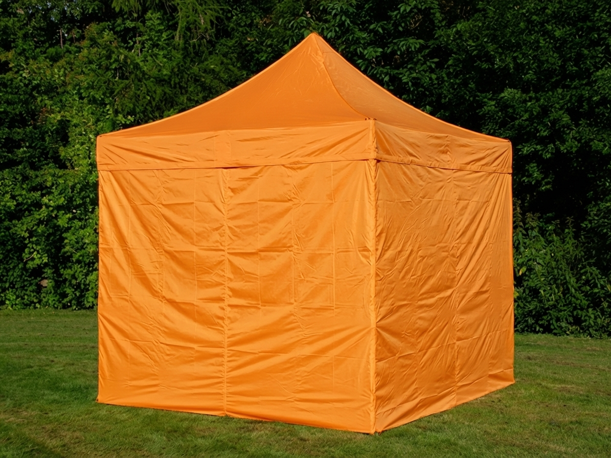 Orange pop up gazebo with aluminium frame for outdoor events