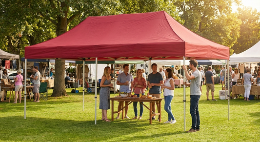 Red gazebo roof cover 4x8 m for outdoor events - product detail