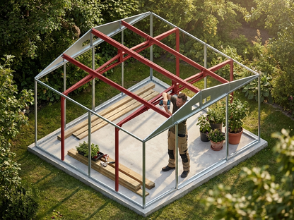 Steel reinforcement rafters for ProShed®, silver colour