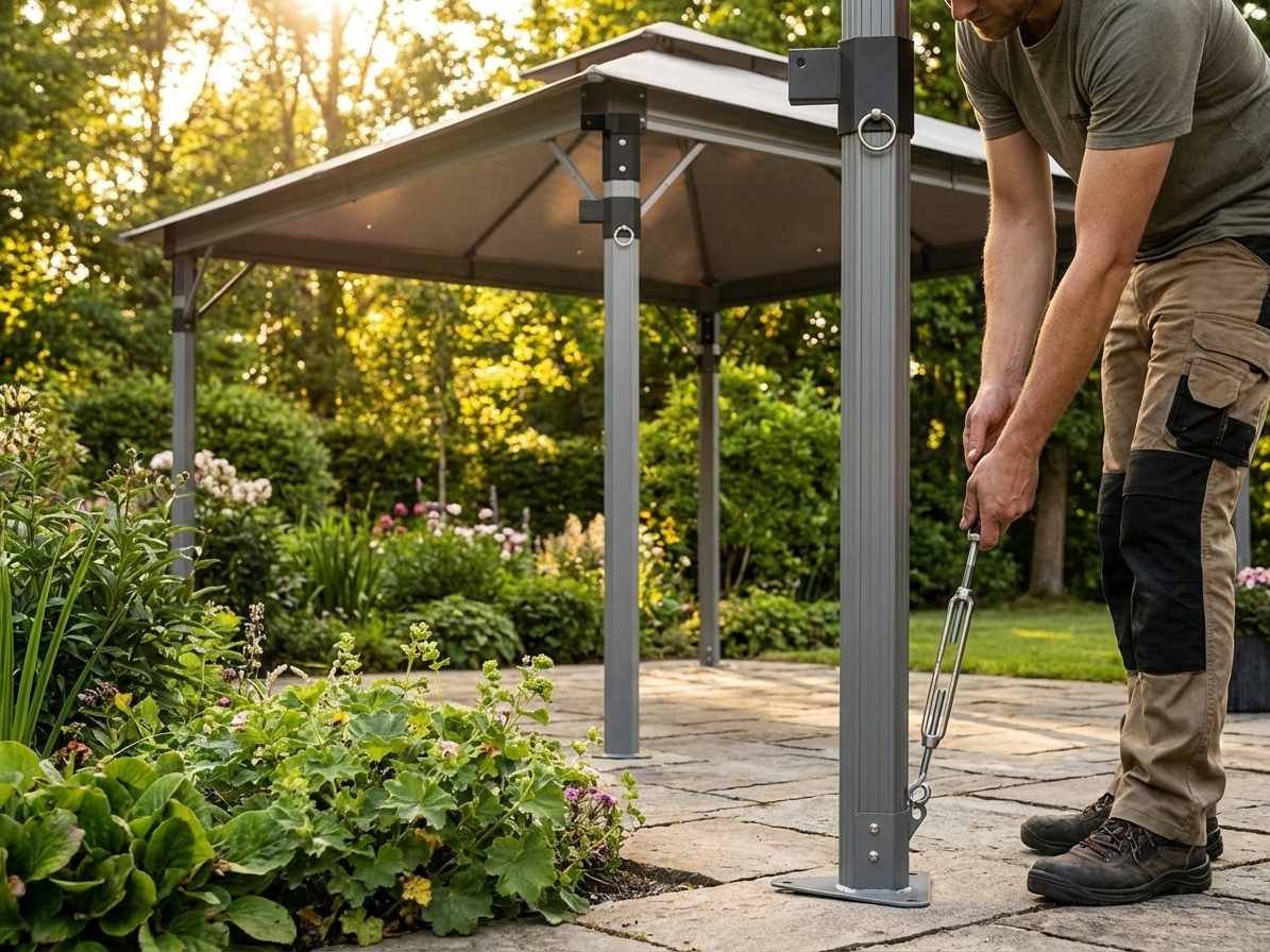 Adjustable corner leg silver aluminium for indoor and outdoor use