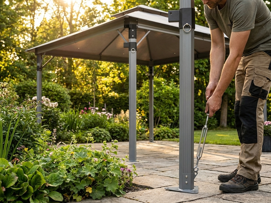 Adjustable corner leg silver aluminium for indoor and outdoor use